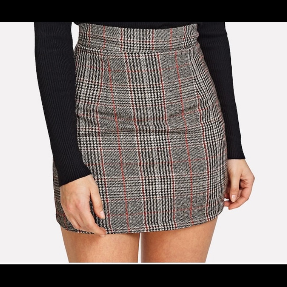 XS Checkered Skirt New Bodycon Highwaist